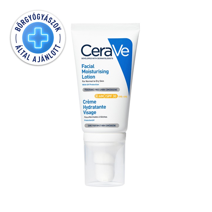 CeraVe AM hidratáló arckrém, Ceramiddal, SPF 30, Normál és száraz bőrre, 52ml