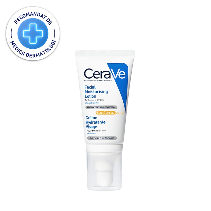 Крем за лице CeraVe AM, Хидратиращ, Със серамиди, SPF 30, Нормална суха кожа, 52 мл