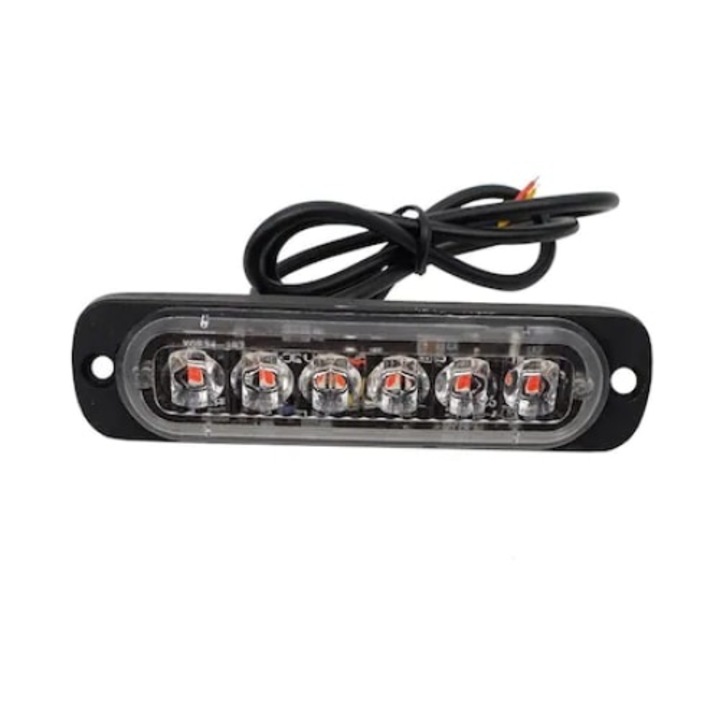Stroboscop auto, 6 LED, lumini de avertizare galbene pentru platforma, ATV, tractor, jeep, putere 12W