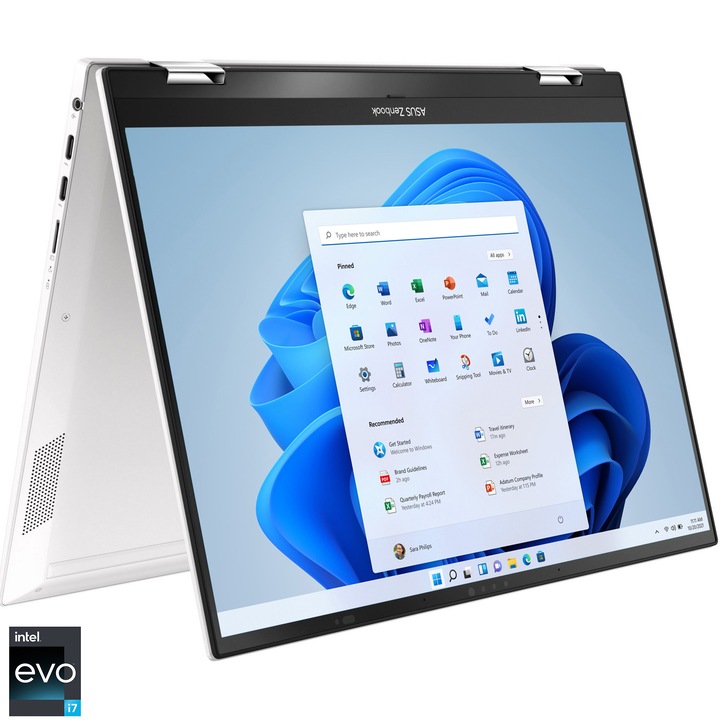 Лаптоп 2 in 1 ASUS Zenbook S 13 Flip OLED, Intel® Core™ i7-1260P, 13,3", 2,8K, OLED, Touch, RAM 16GB, 1TB SSD, Intel® Iris® Xᵉ Graphics, Windows 11 Pro, Refined White