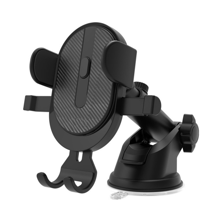 Стойка за кола с рамена, захващане / фиксиране с вендуза, FONIX GripHolder, телефон 4 - 6 инча, регулируема на 360 градуса, универсална, Черна