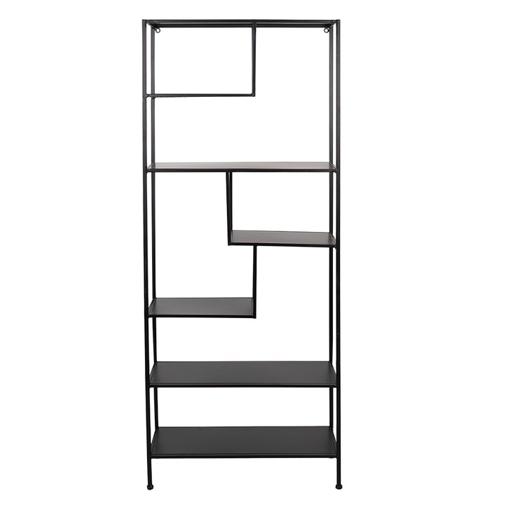 Raft pardoseala 6 polite fier negru 60x23x144 cm