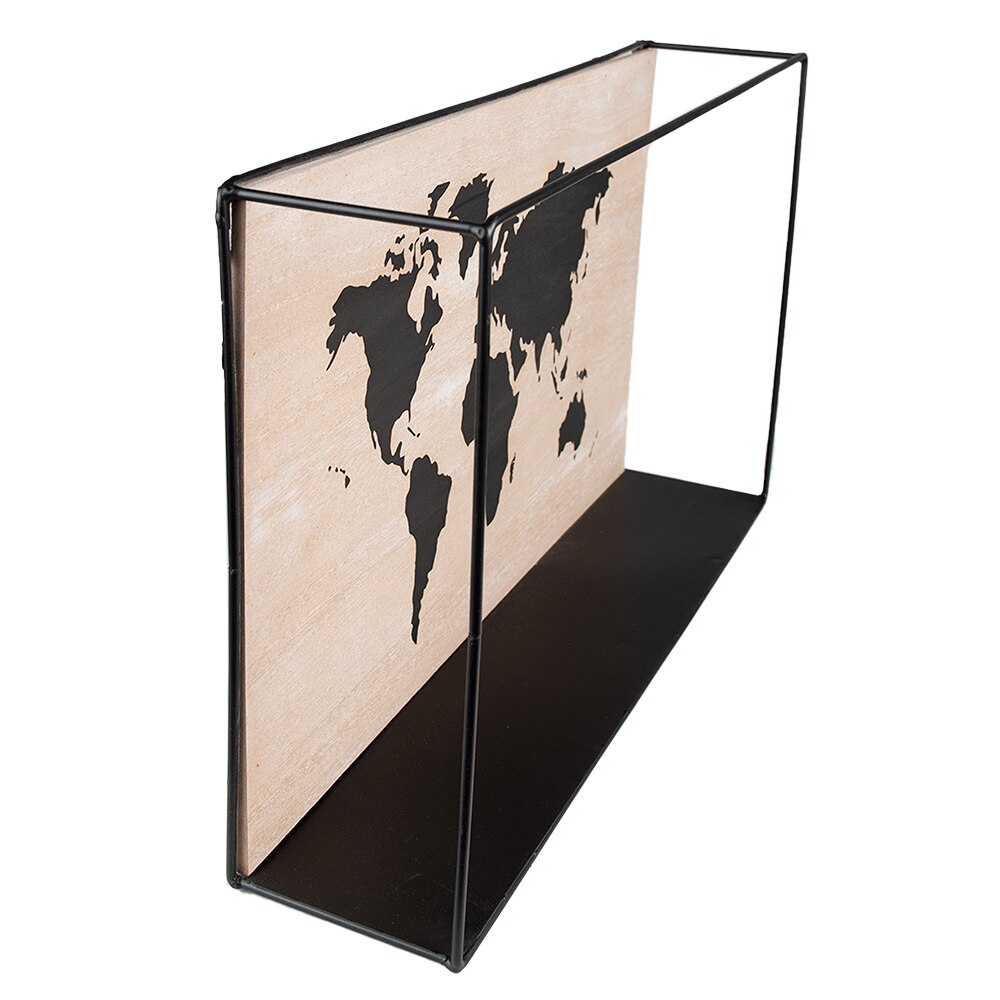 Raft perete fier negru mdf maro 46x10x28 cm - eMAG.ro