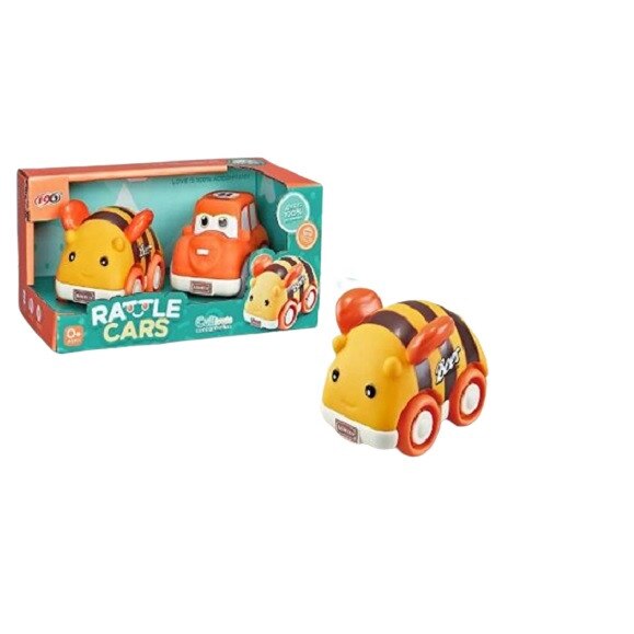 Set 2 Masinute Din Plastic Moale Rattle Cars Albinuta Si Masina De