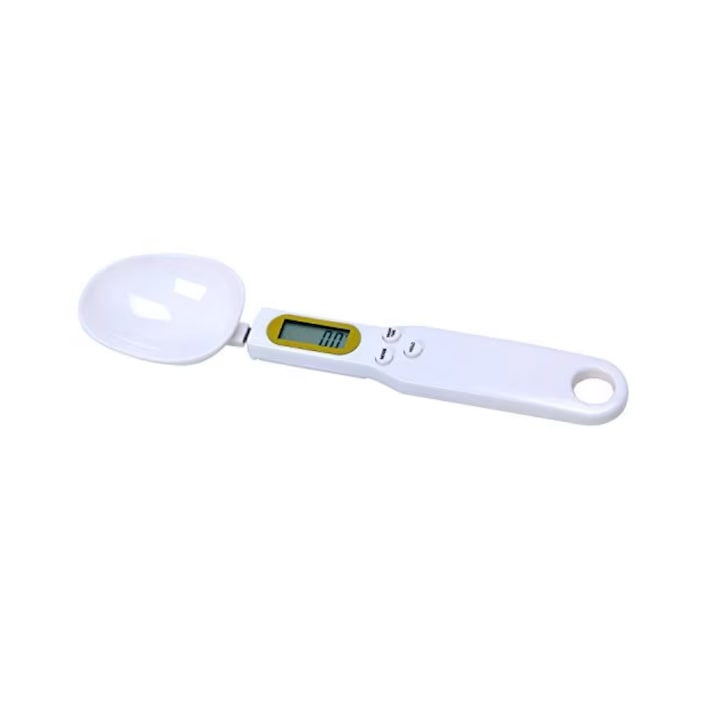 Електронна кухненска везна, Saiconcept, форма на лъжица с цифров дисплей, за макс. 500 g, бяла