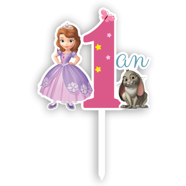 UV tortafestő 1 éves Princess Sofia, Inedit Print, TC469, plexi, 15 cm
