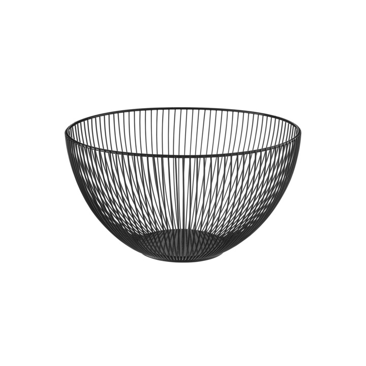 Fém kosár gyümölcs tárolására, 24 cm, Ambition Decor, fekete