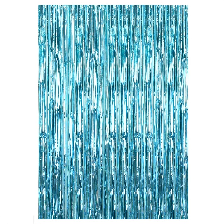 Декоративна завеса от метално фолио, Sundiguer, 1м×2,5м, фон за празнични събития, Светло син