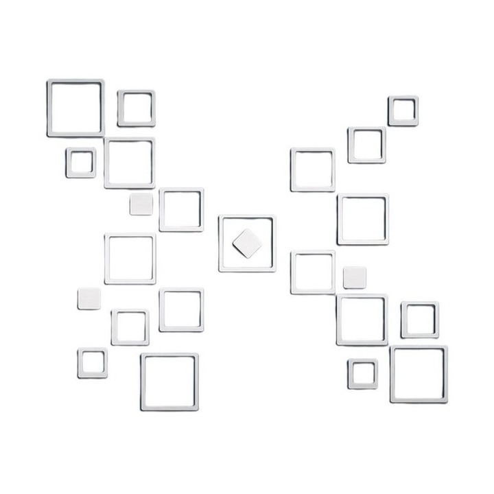 Davidami Concept öntapadó akril dekoratív tükör készlet, 24 db, négyzet alakú keret