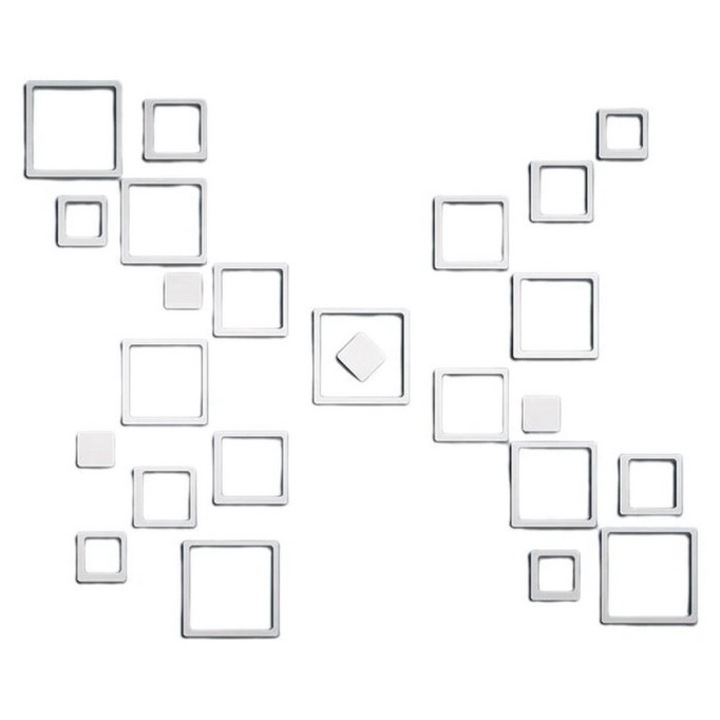 Set 24 Oglinzi Acrilice Decorative Autoadezive DAVIDAMI CONCEPT® model Rama Patrata