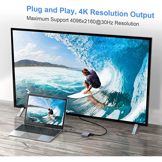 Adaptor, 2in1, HDMI/VGA/USB-C, Gri - eMAG.ro