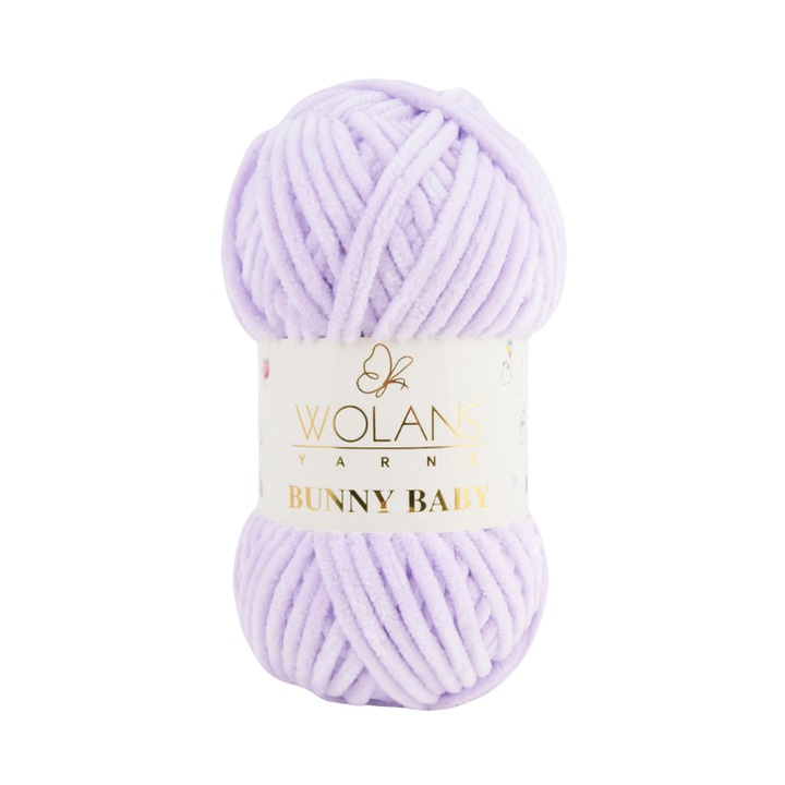 Fir plusat de catifea Wolans Bunny Baby, 100 g/120 m, violet pastel