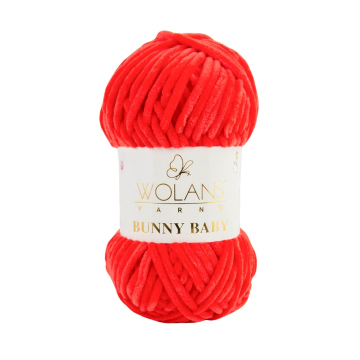 Fir plusat de catifea Wolans Bunny Baby, 100 g/120 m, rosu