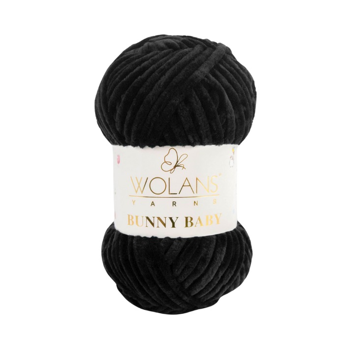 Fir plusat de catifea Wolans Bunny Baby, 100 g/120 m, negru
