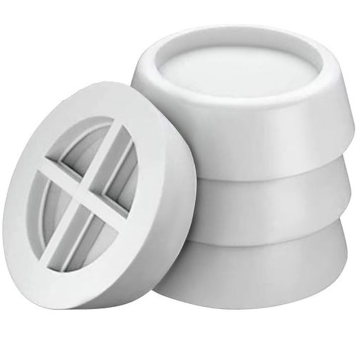Set 4 Picioruse / Tampoane anti Alunecare, anti Zgomot si anti Vibratii pentru Masina de Spalat, Uscator sau Frigider, Alb