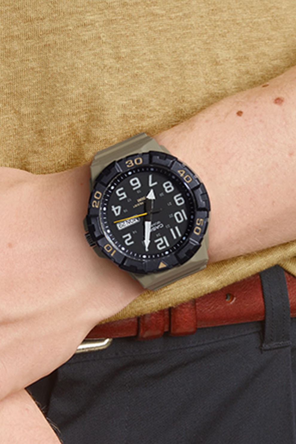 Casio, Мултифункционален кварцов часовник, Черен, Каки - eMAG.bg