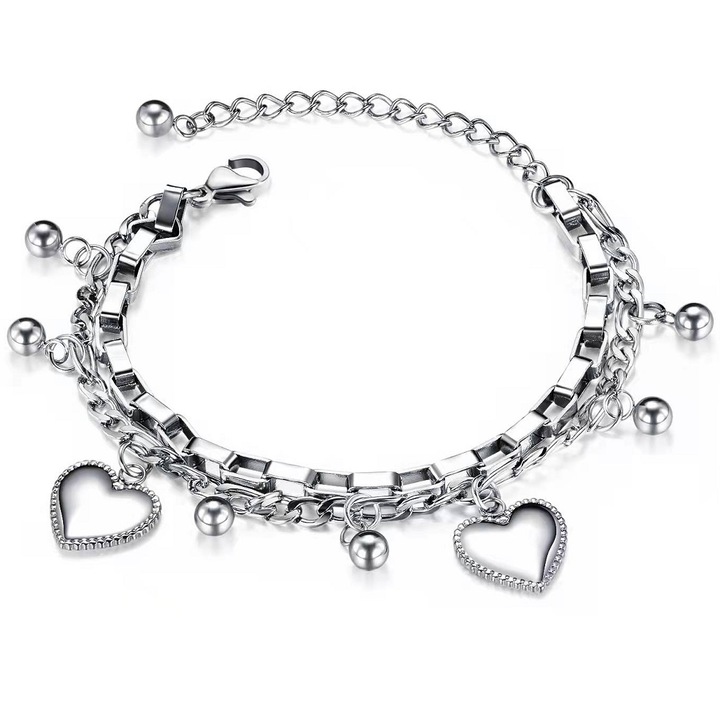 Női csukló karkötő, IZMAEL, Rozsdamentes acél, Ezüst