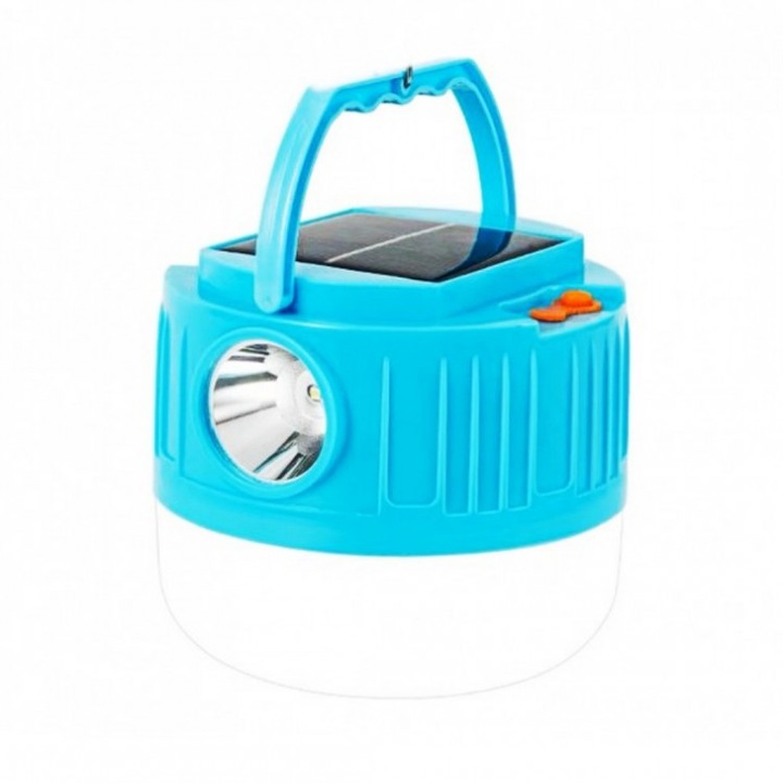 Lampa solara de urgenta cu lanterna led, 40 w, iluminare alb rece, XKJ3090, culoare albastru