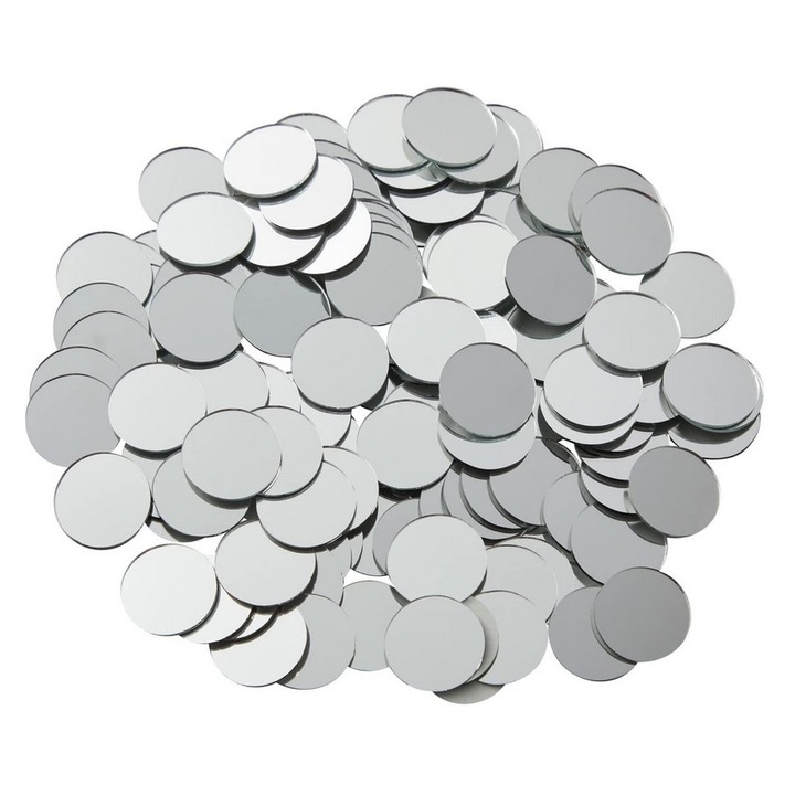 Set 100 Oglinzi Acrilice Decorative Autoadezive DAVIDAMI CONCEPT® model Bulina, diametru 2 cm