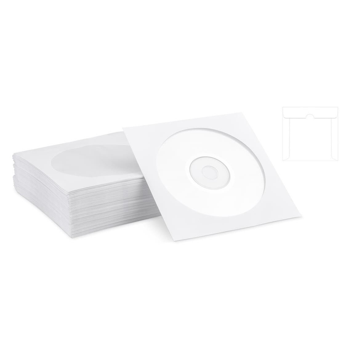Плик за CD/DVD, Хартиен, 100 бр., Бял - eMAG.bg