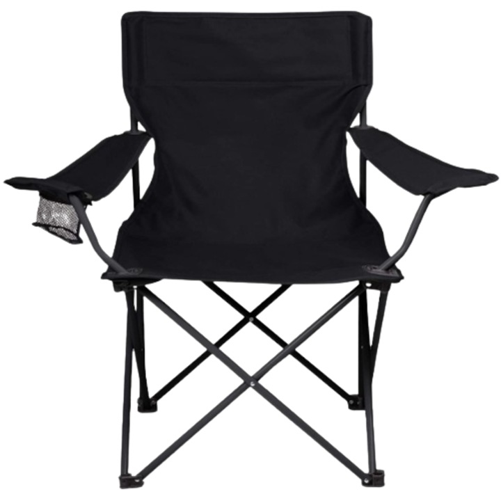 Összecsukható szék piknikhez vagy horgászathoz, Herum®, fém keret, 52 x 85 x 85 cm, fekete