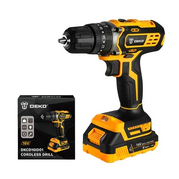 Ciocan rotopercutor, Deko Tools DKCD16ID01-H5, cu acumulator 16V, lumina LED, 1350 rpm, galben/negru