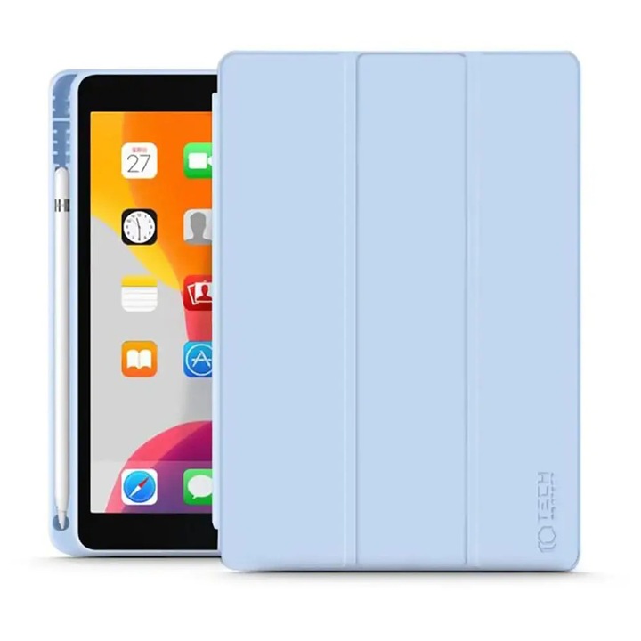 Husa Tech-Protect Smartcase Pen compatibila cu iPad 10.2 inch (2019/2020/2021) Sky Blue