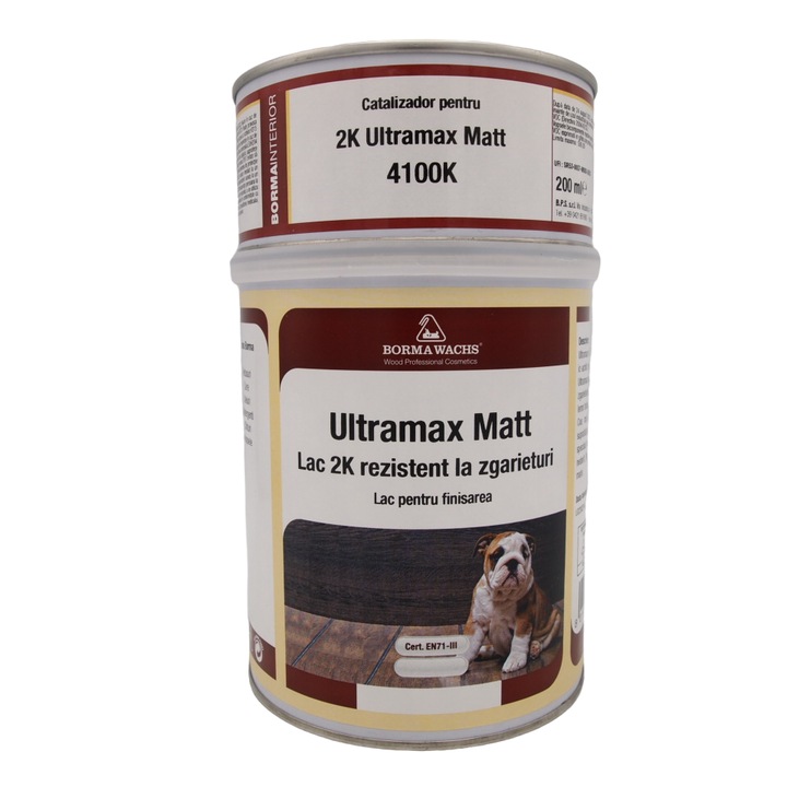 Pachet lac bicomponent de interior rezistent la zgarieturi, Borma Wachs, Ultramax Matt 2K, 1.2 L, ultra mat