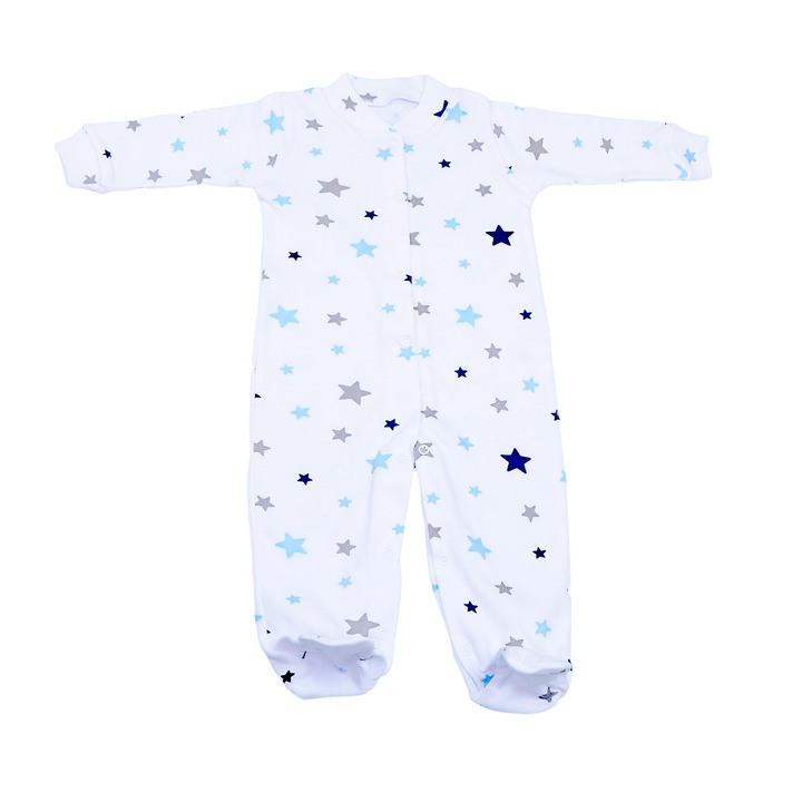 Salopeta cu Botosei Rombaby, Stelute alb, bumbac, Alb