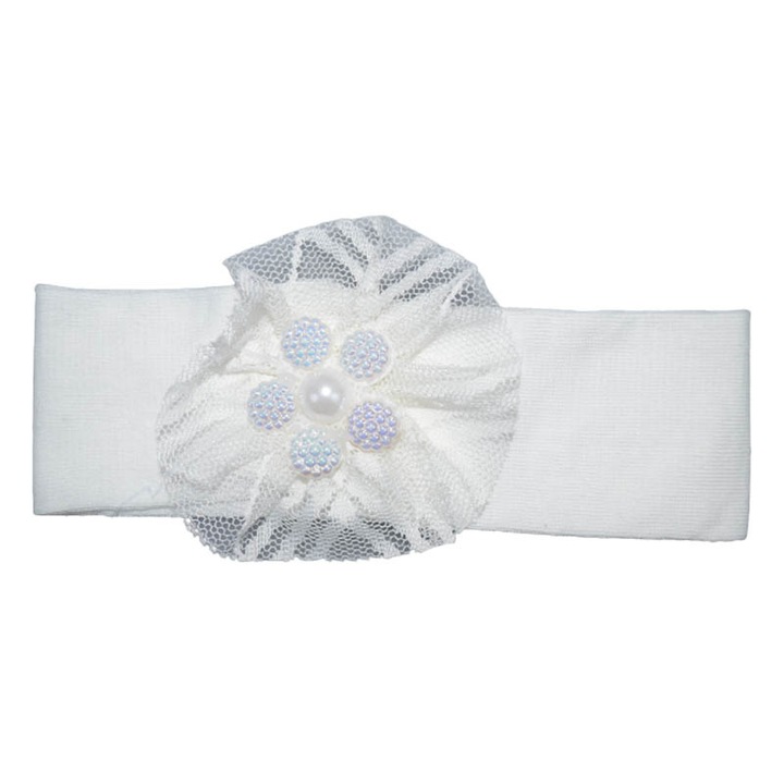 Лента за глава за момиче Mini Junior BN6467, Бяла 40см