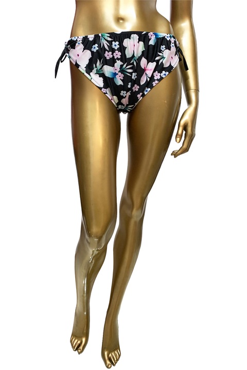 Дамски бански JUP DSW-2P011-BK-S1 10-117, Долна част, На цветя, С връзки, Черен, M