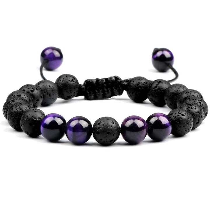 Karkötő, Izmael, pamut/gyöngy, fekete/lila