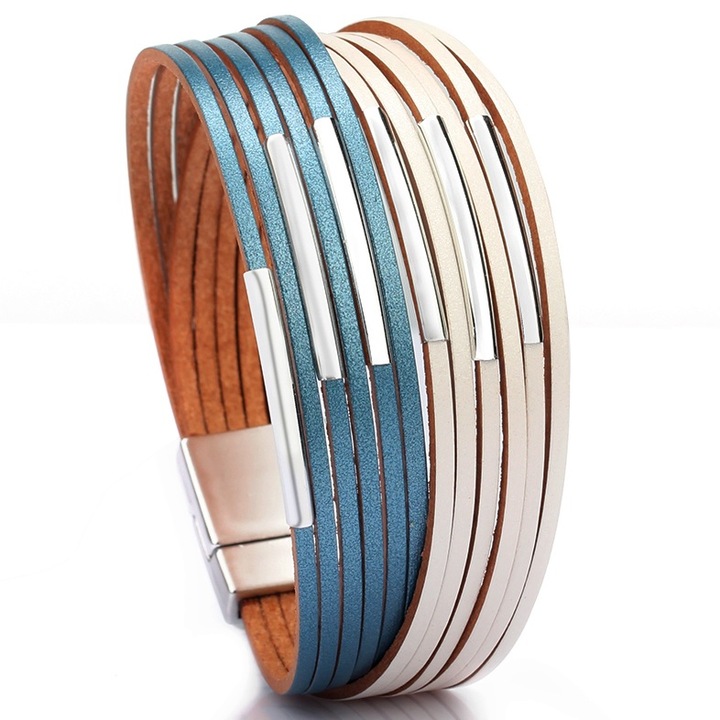 Karkötő, Izmael, Szintetikus bőr/fémötvözet, Kék/fehér