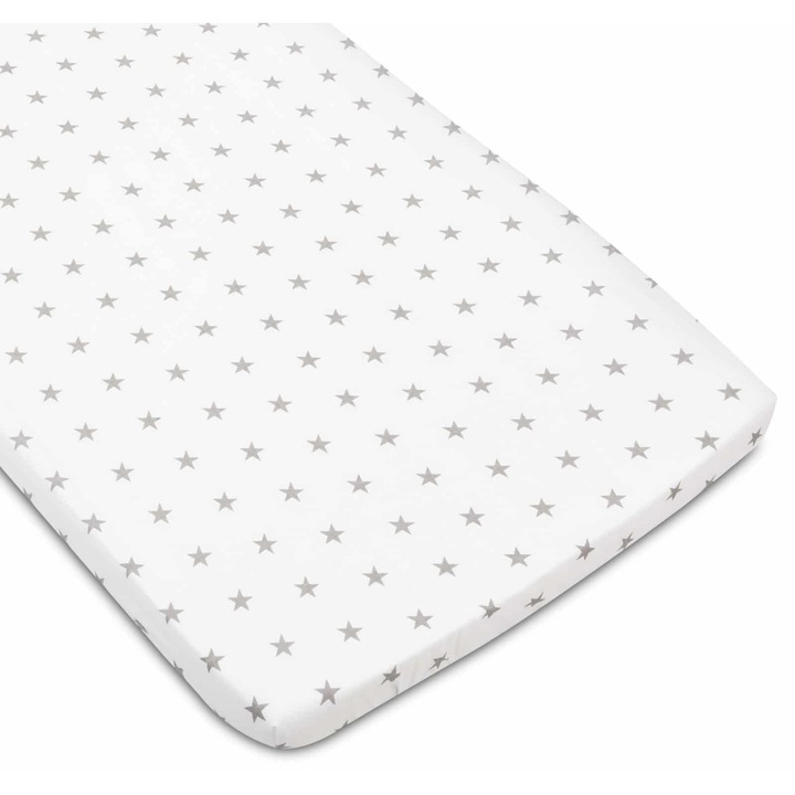 Cearceaf patut Jukki, Bumbac, 60x120cm, Alb/Gri