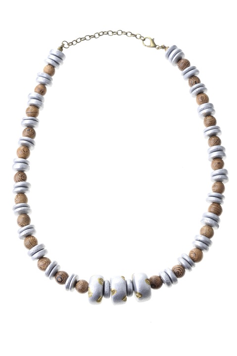Nyaklánc, Gloria Maris kézzel készített, egzotikus fa 395fw ezüst/barna, 45 cm