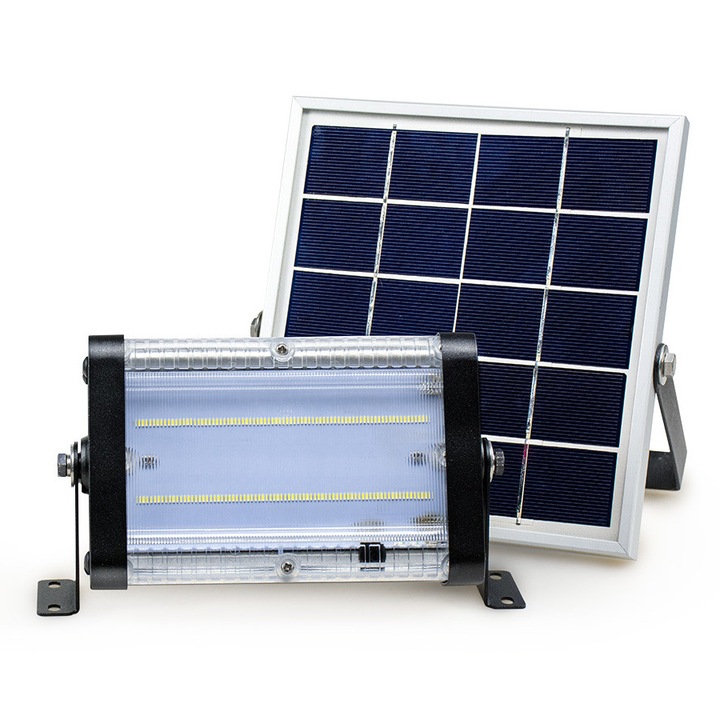 Lampa Solara De Exterior LED, NeoSimply, 3000 Lumens, Echivalent 300W incandescent, 30 led-uri, IP65, cu 3 moduri smart de operare, telecomanda si panou solar detasat prin cablu (4m)