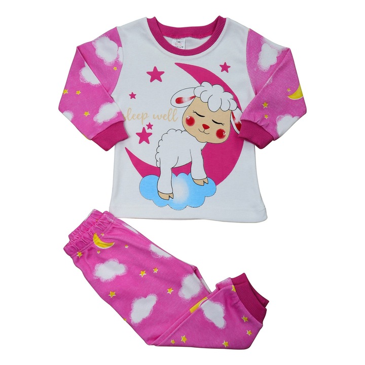 Pijama Bebelusi Fetite "Sleep", 100% Bumbac, Fucsia