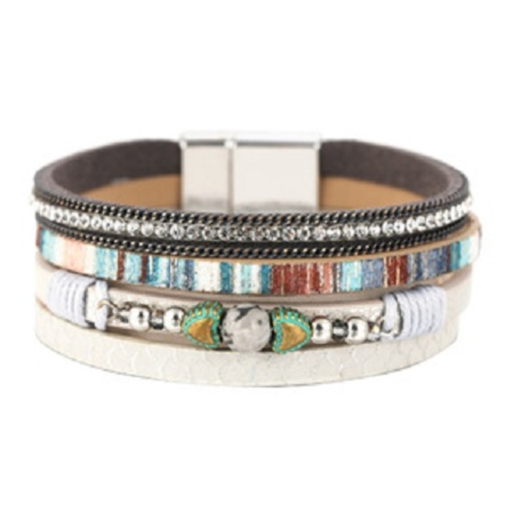 Bratara, Izmael, Piele sintetica, Multicolor/gri