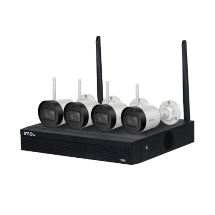 Външна WiFi IP система за наблюдение Imou KIT/NVR1104HS-W-S2/4-F22, 4 камери, 2MP, Full HD, 1920x1080, IR 30 m, Микрофон + HDD 1TB