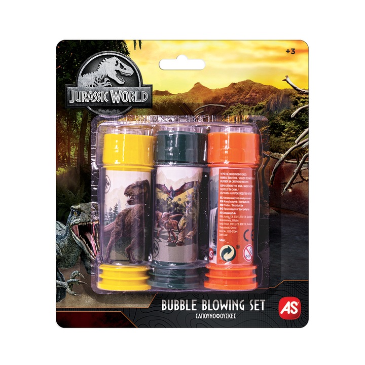 Set 3 rezerve baloane de sapun AS - Jurassic World