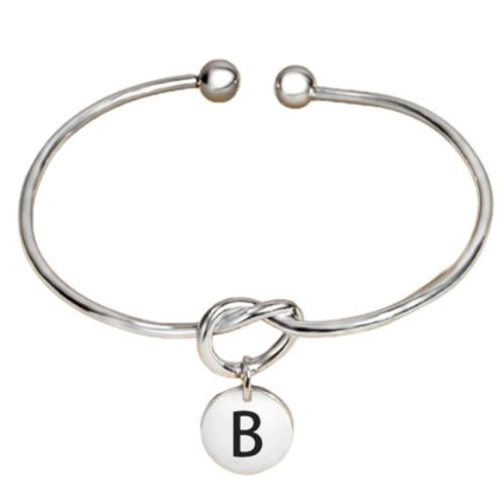 Női ábécé karkötő, IZMAEL, B betű, rozsdamentes acél, ezüst