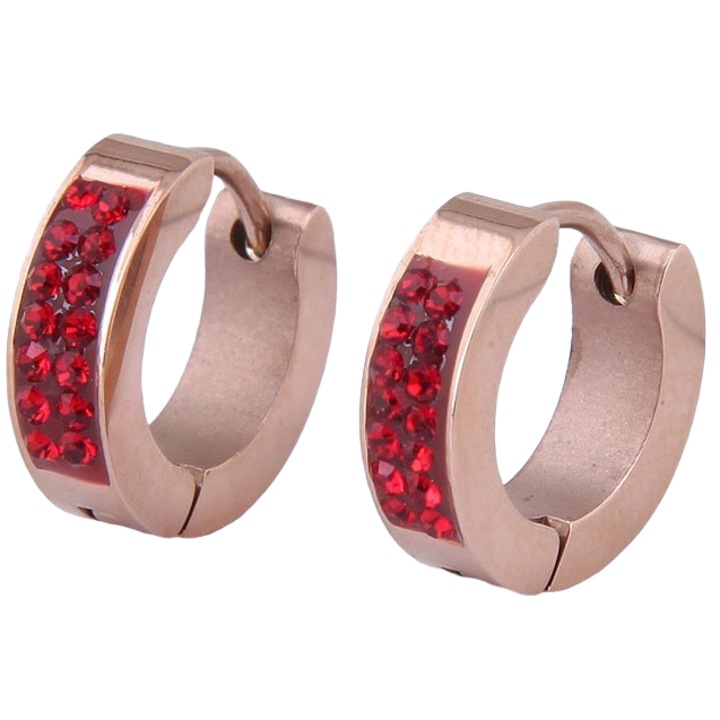 Női fülbevaló, Izmael, Rozsdamentes acél, Piros/Arany