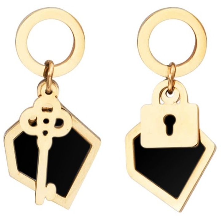 Női fülbevaló, Izmael, Rozsdamentes acél, Arany/Fekete