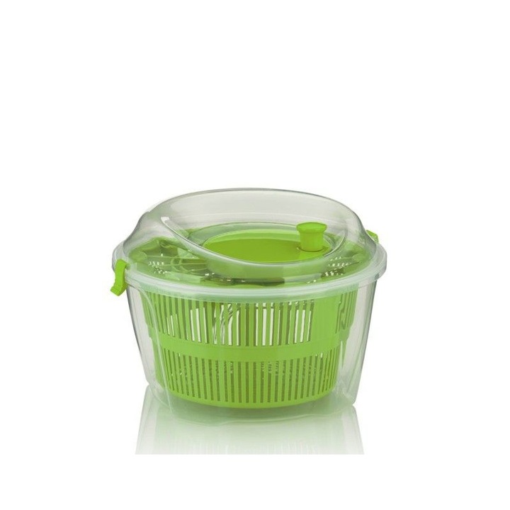 Saláta centrifuga, Mailin, Kela, Műanyag, 4,4 l, 24,5 x 17,5 cm, Zöld/Átlátszó