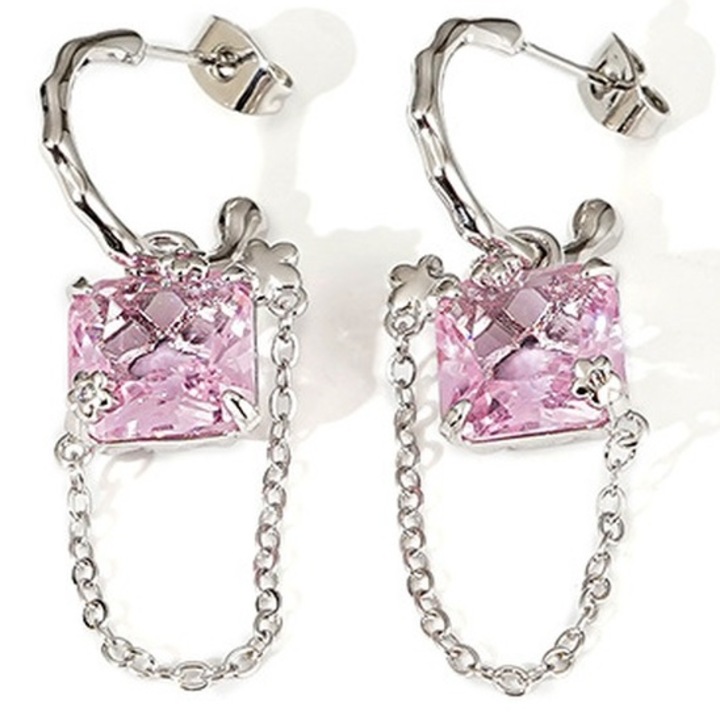 Női fülbevaló, Izmael, Rozsdamentes acél, Ezüst/Rózsaszín