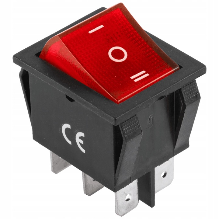 Buton intrerupator On-Off, Inny, IRS-203-1C, Negru/Rosu