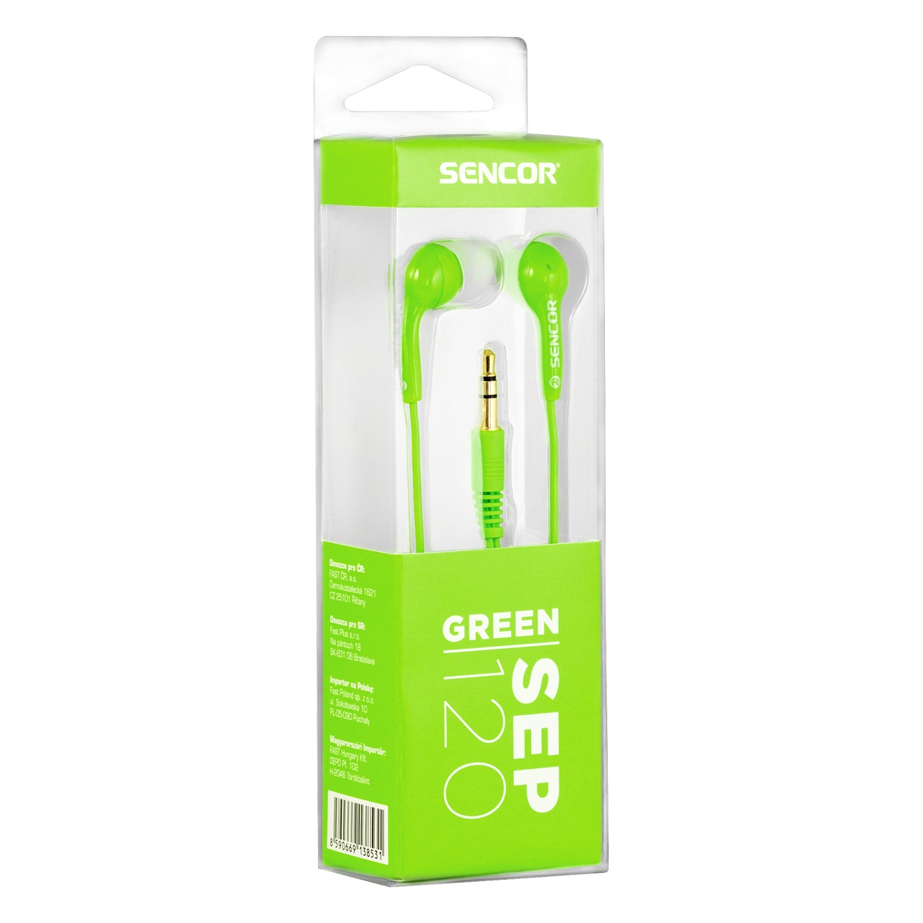 Casti audio, Sencor, Jack 3.5, Verde/Alb