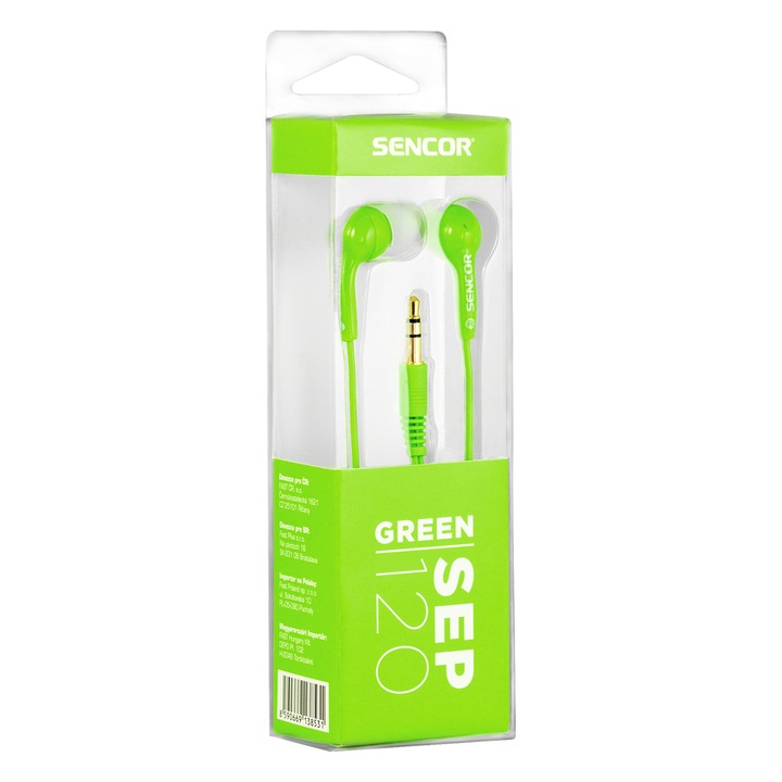Casti audio, Sencor, Jack 3.5, Verde/Alb