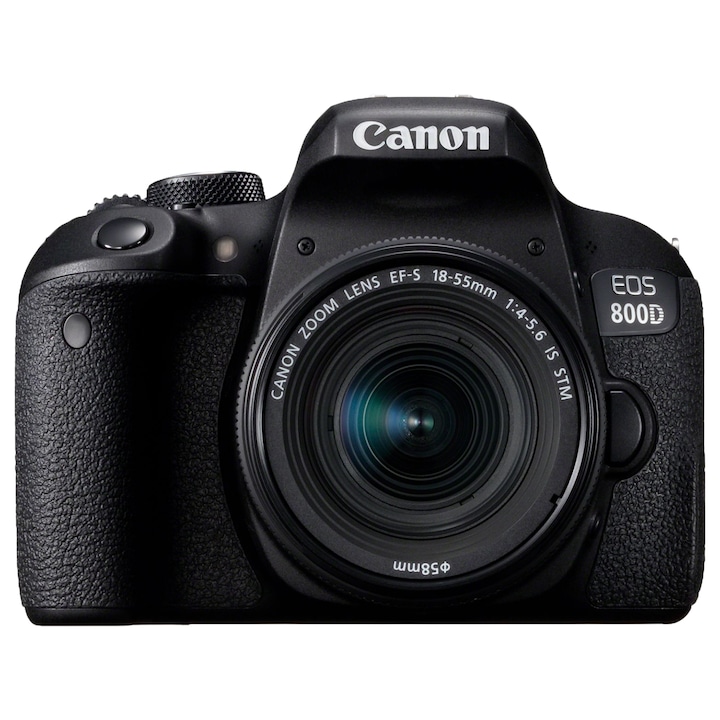 Canon EOS 800D DSLR Fényképezőgép, 24.2MP, Wi-Fi, Black + EF-S 18-55mm lens f / 4-5.6 IS STM