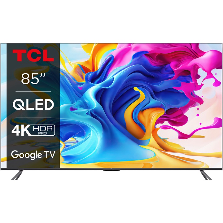 Televizor TCL QLED 85C645, 214 cm, Smart Google TV, 4K Ultra HD, Clasa G (Model 2023)